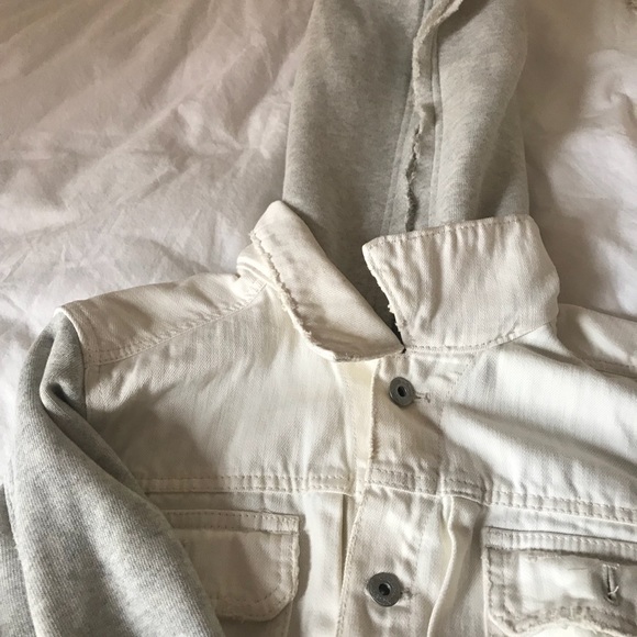 Free People White Denim Sweatshirt Sleeve Jacket - Picture 2 of 3